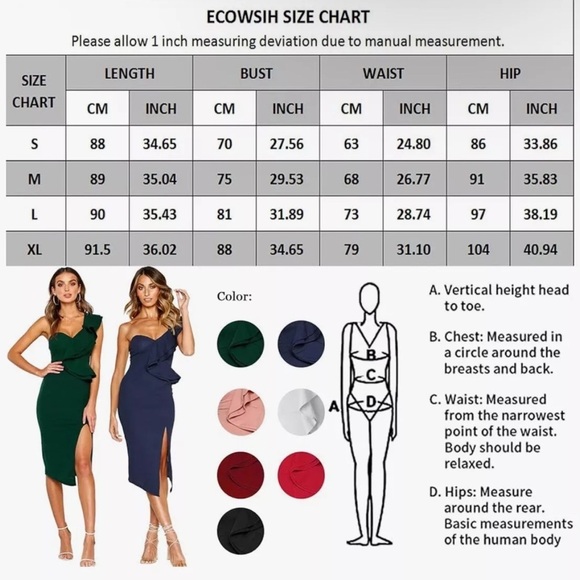 Women’s ECOWISH Black Sexy One Shoulder Cocktail Dress, Large - Picture 3 of 7